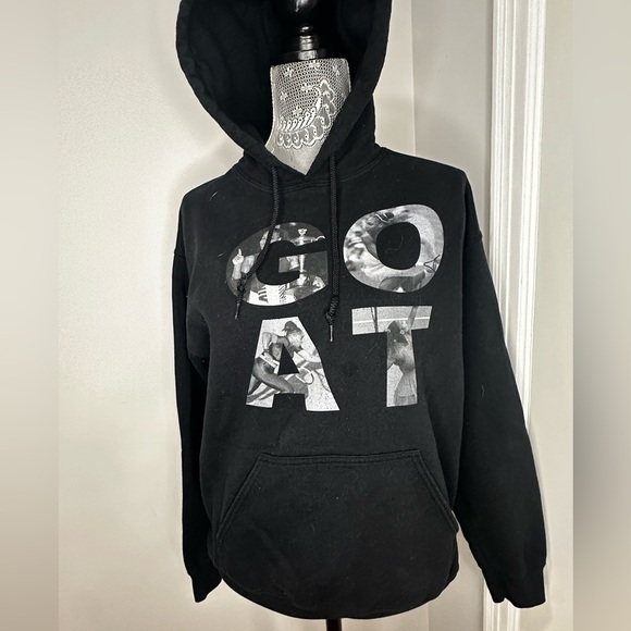Serena Williams Black GOAT hoodie. Medium. Grand Slam Titles. Drawstring pocket - Picture 2 of 12